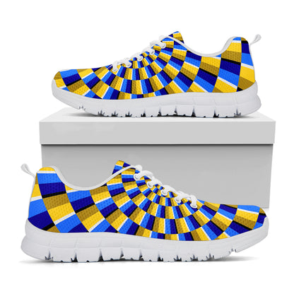 Dartboard Moving Optical Illusion White Running Shoes