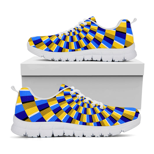 Dartboard Moving Optical Illusion White Running Shoes