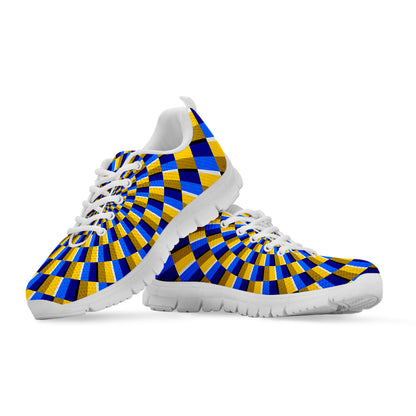 Dartboard Moving Optical Illusion White Running Shoes