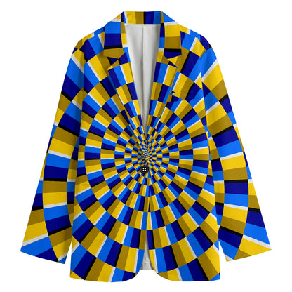 Dartboard Moving Optical Illusion Women's Cotton Blazer