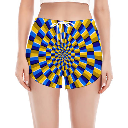 Dartboard Moving Optical Illusion Women's Split Running Shorts