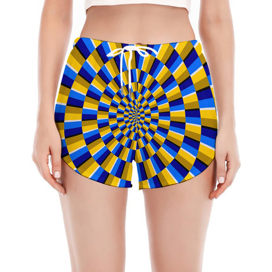 Dartboard Moving Optical Illusion Women's Split Running Shorts