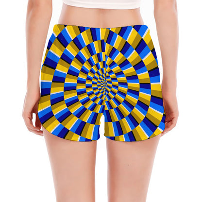 Dartboard Moving Optical Illusion Women's Split Running Shorts
