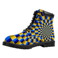 Dartboard Moving Optical Illusion Padded Collar Lace Up Boots