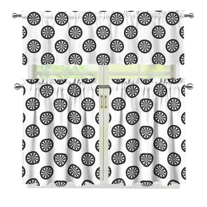 Dartboard Pattern Print 3 Piece Kitchen Curtains