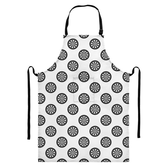 Dartboard Pattern Print Bib Apron With Pocket