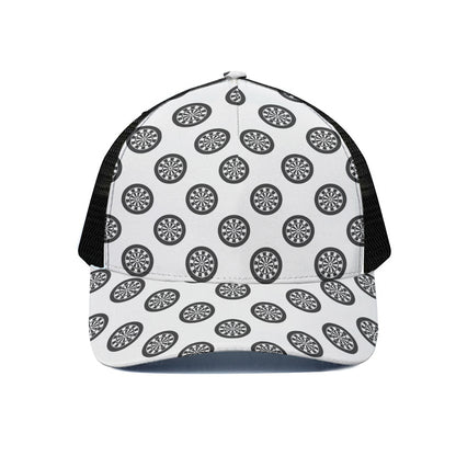 Dartboard Pattern Print Black Mesh Trucker Cap