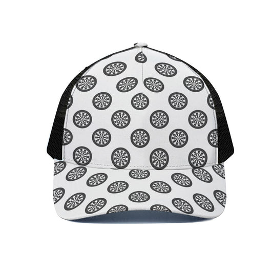 Dartboard Pattern Print Black Mesh Trucker Cap