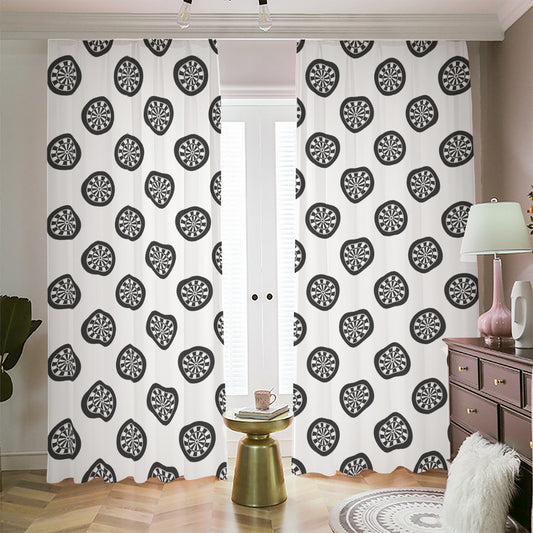 Dartboard Pattern Print Blackout Pencil Pleat Curtains