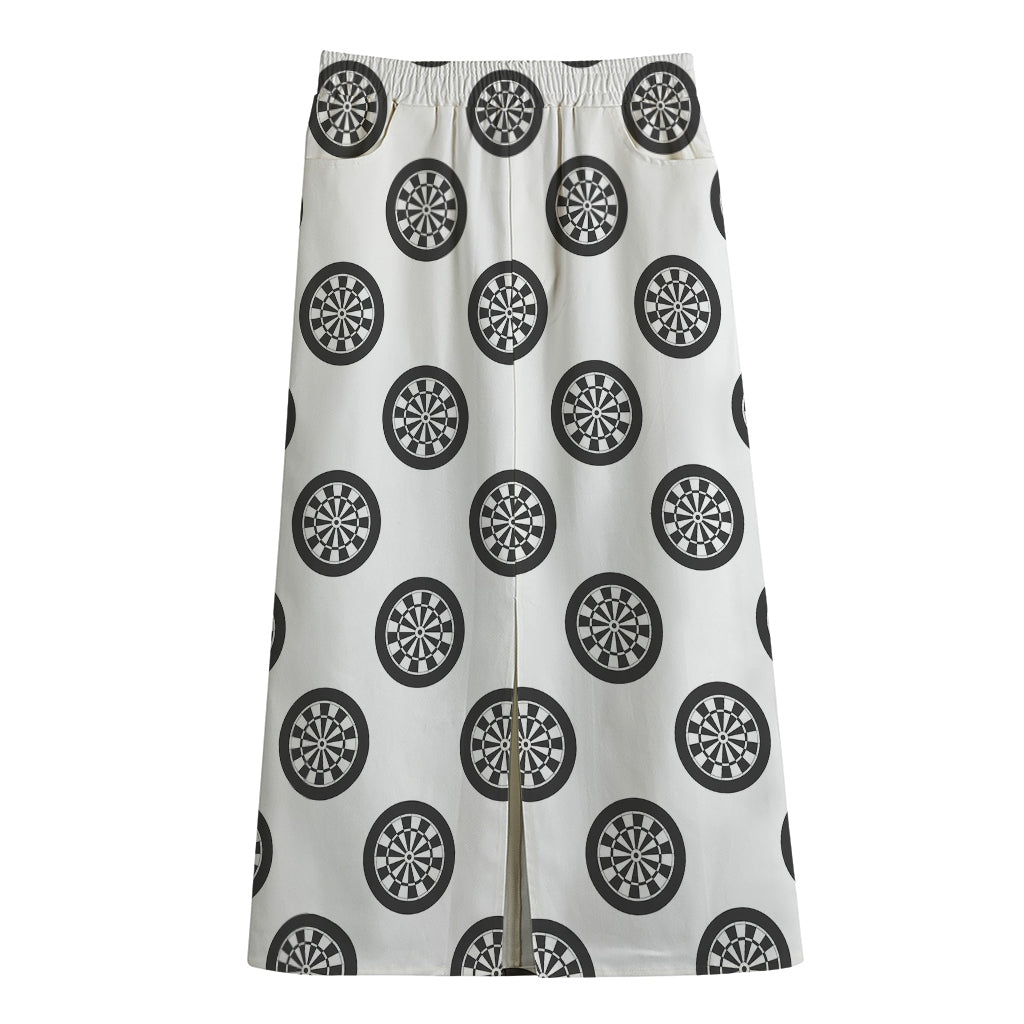 Dartboard Pattern Print Cotton Front Slit Maxi Skirt