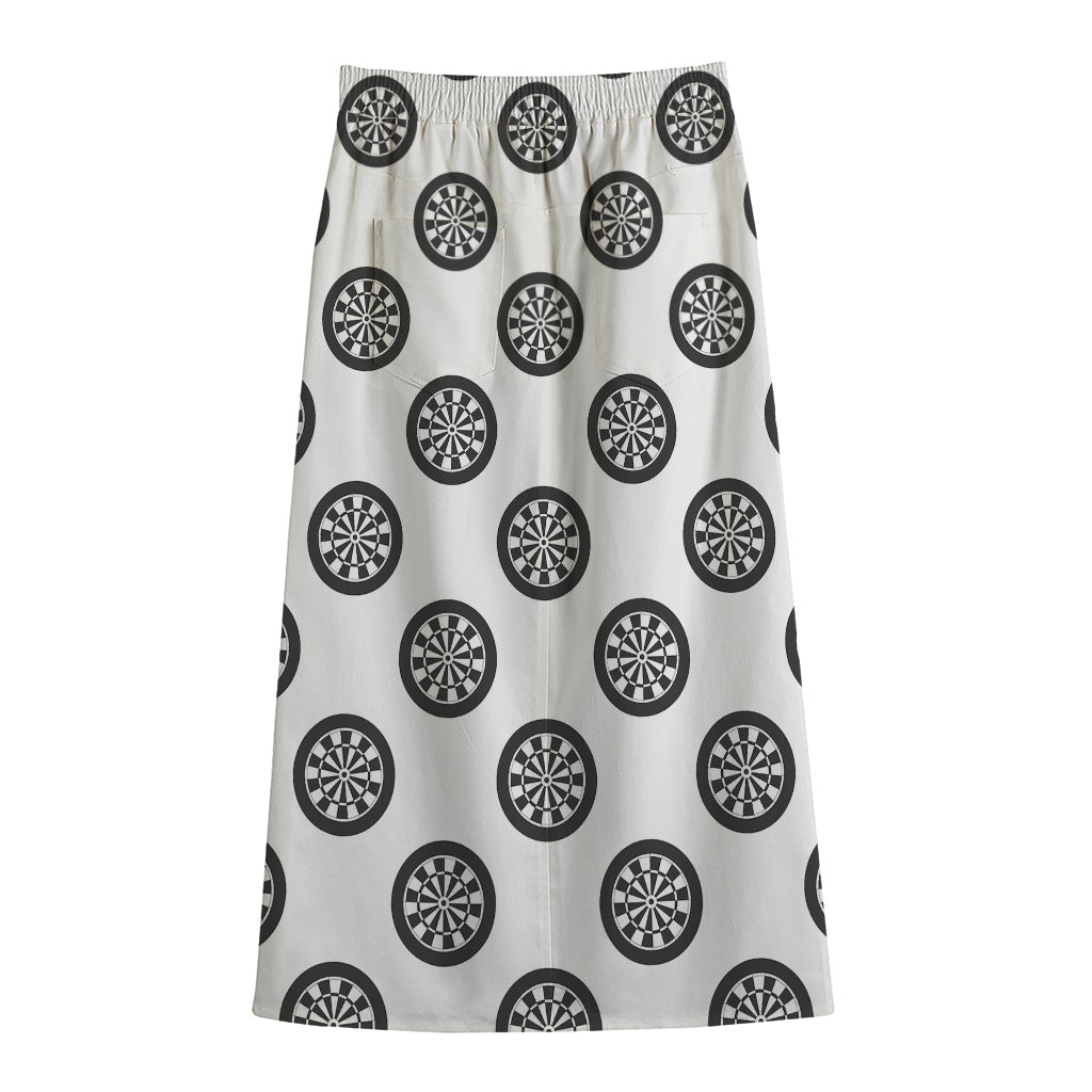 Dartboard Pattern Print Cotton Front Slit Maxi Skirt