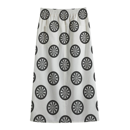 Dartboard Pattern Print Cotton Front Slit Maxi Skirt