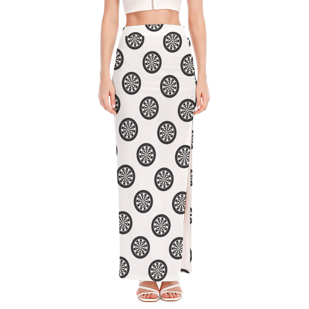 Dartboard Pattern Print High Slit Maxi Skirt
