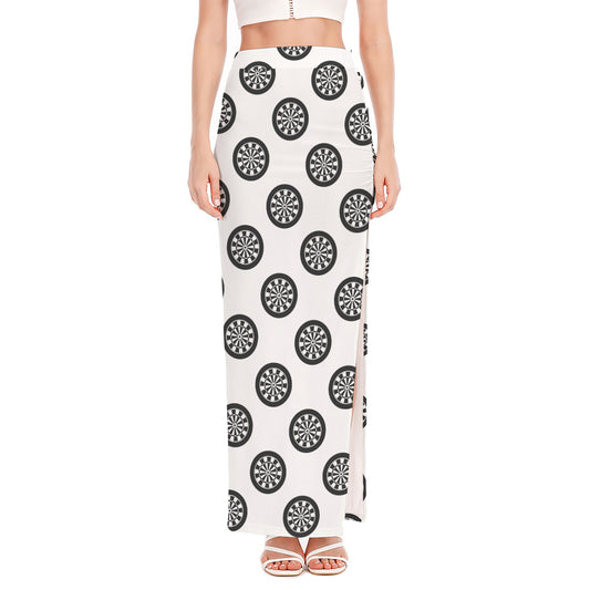 Dartboard Pattern Print High Slit Maxi Skirt