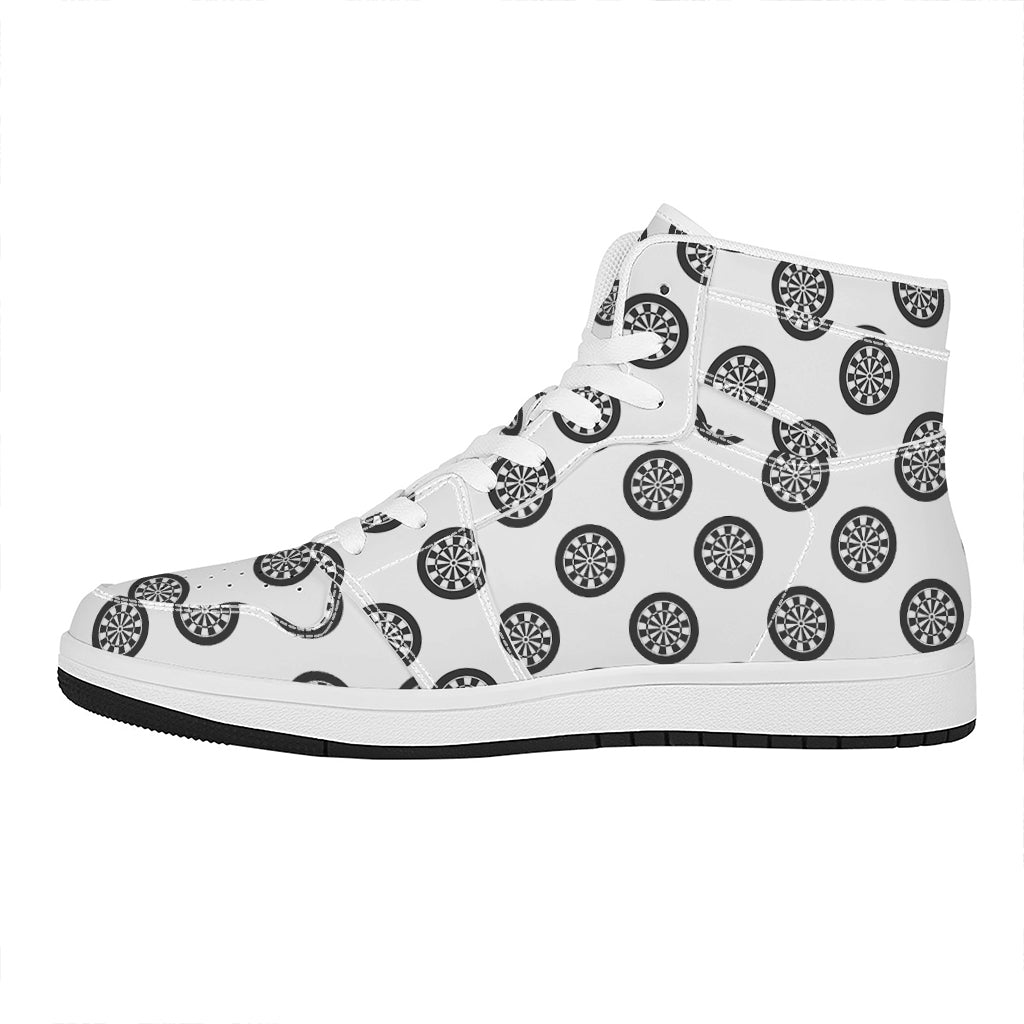 Dartboard Pattern Print High Top Leather Sneakers