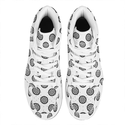 Dartboard Pattern Print High Top Leather Sneakers