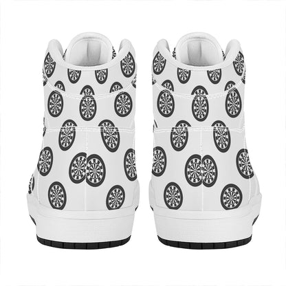Dartboard Pattern Print High Top Leather Sneakers