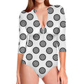 Dartboard Pattern Print Long Sleeve Swimsuit