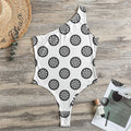 Dartboard Pattern Print One Shoulder Bodysuit