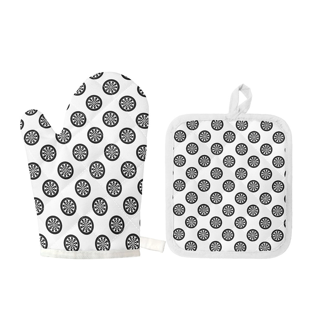 Dartboard Pattern Print Oven Mitt And Pot Holder Set
