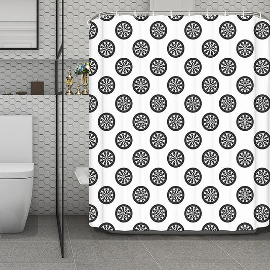 Dartboard Pattern Print Polyester Shower Curtain