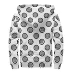 Dartboard Pattern Print Sherpa Lined Zip Up Hoodie