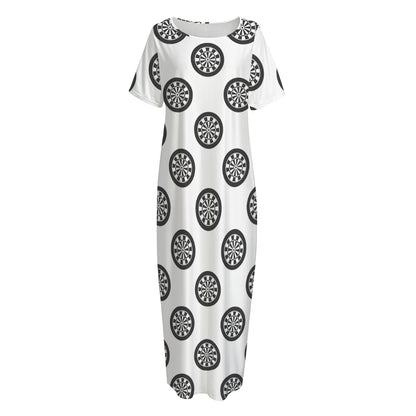 Dartboard Pattern Print Short Sleeve Long Nightdress