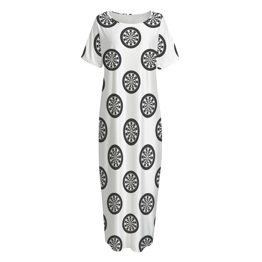Dartboard Pattern Print Short Sleeve Long Nightdress