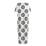 Dartboard Pattern Print Short Sleeve Long Nightdress