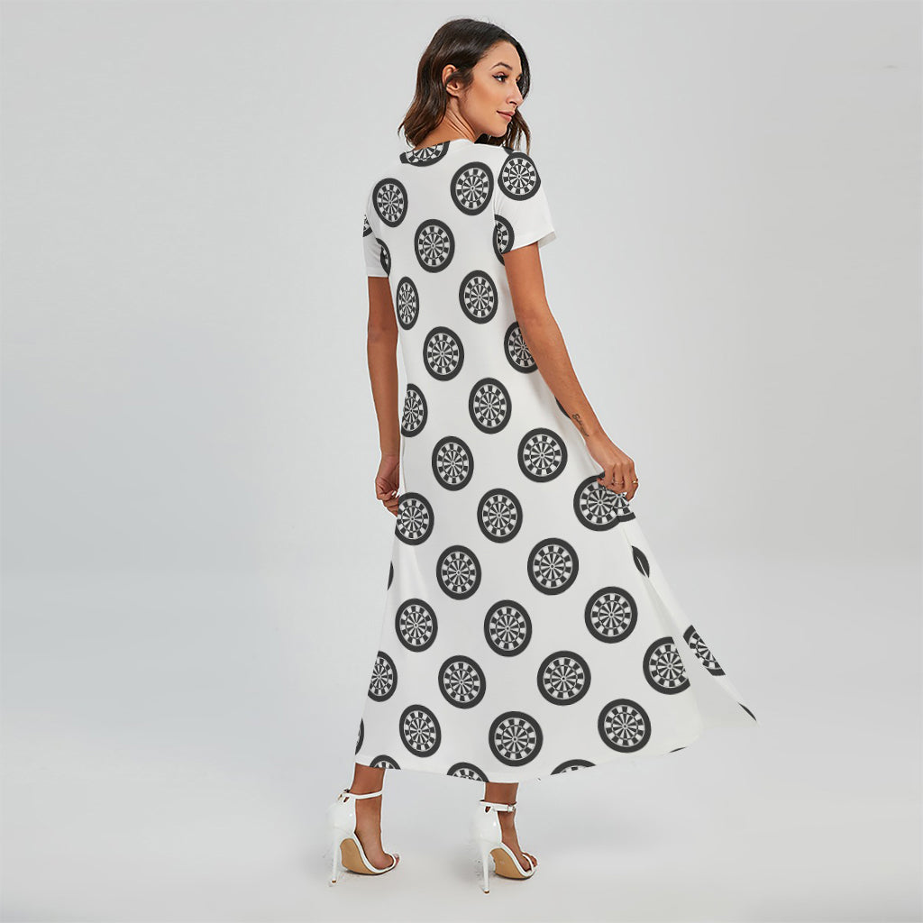 Dartboard Pattern Print Short Sleeve Maxi Dress