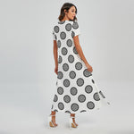 Dartboard Pattern Print Short Sleeve Maxi Dress