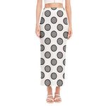 Dartboard Pattern Print Side Slit Maxi Skirt