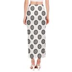 Dartboard Pattern Print Side Slit Maxi Skirt