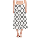 Dartboard Pattern Print Side Slit Midi Skirt