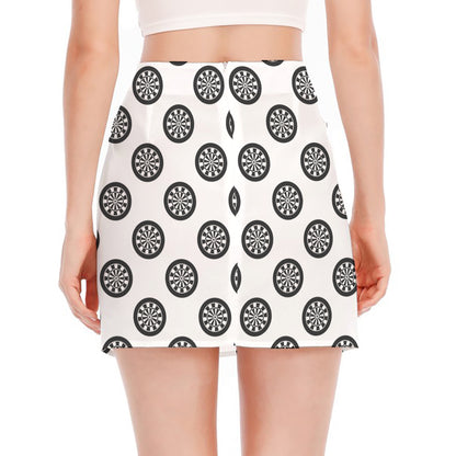 Dartboard Pattern Print Side Slit Mini Skirt