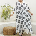 Dartboard Pattern Print Silk V-Neck Kaftan Dress
