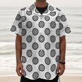 Dartboard Pattern Print Textured Short Sleeve Shirt