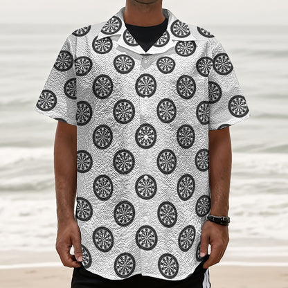 Dartboard Pattern Print Textured Short Sleeve Shirt