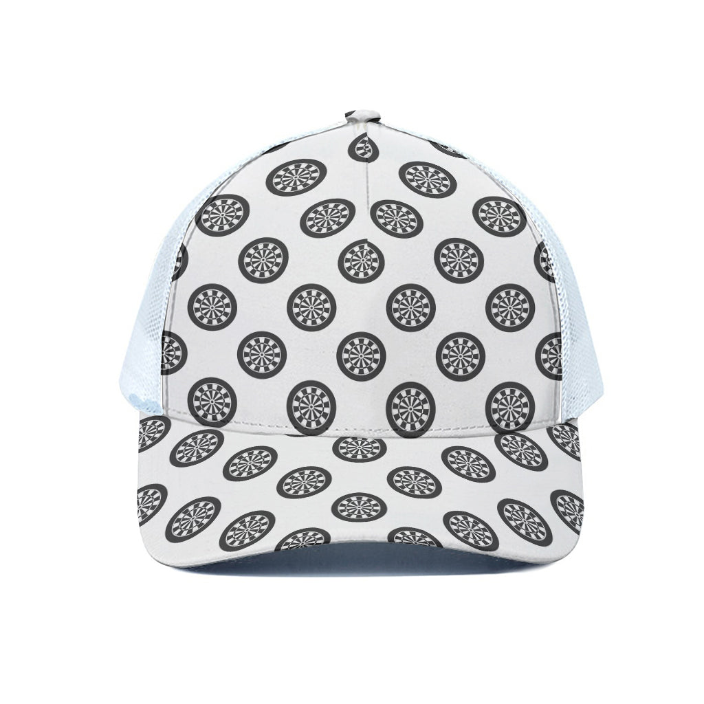 Dartboard Pattern Print White Mesh Trucker Cap