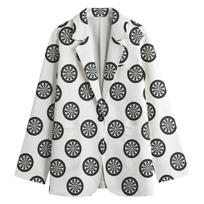Dartboard Pattern Print Women's Cotton Blazer