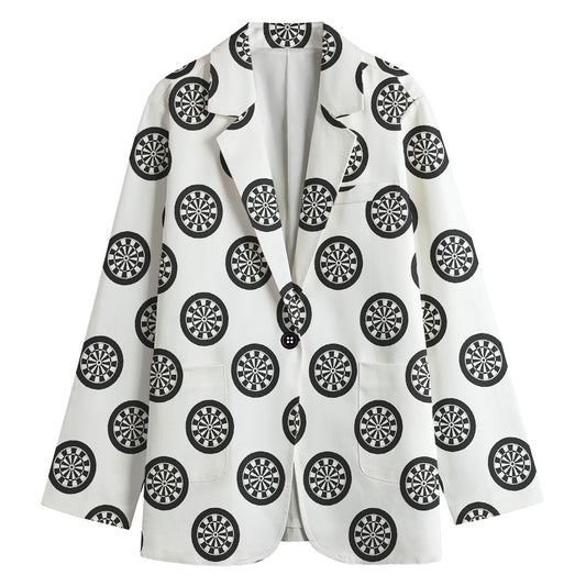 Dartboard Pattern Print Women's Cotton Blazer
