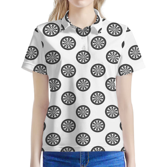 Dartboard Pattern Print Women's Polo Shirt