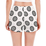 Dartboard Pattern Print Women's Split Running Shorts