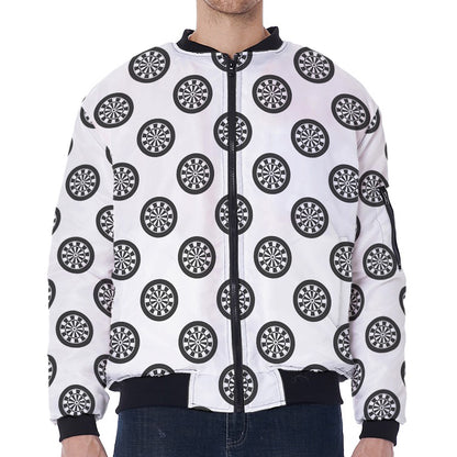 Dartboard Pattern Print Zip Sleeve Bomber Jacket
