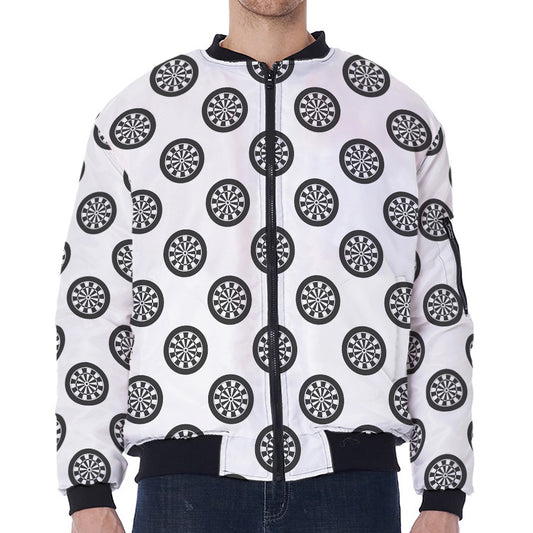 Dartboard Pattern Print Zip Sleeve Bomber Jacket
