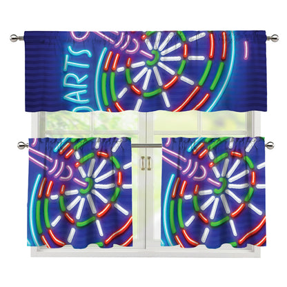 Darts Bar Sign Print 3 Piece Kitchen Curtains