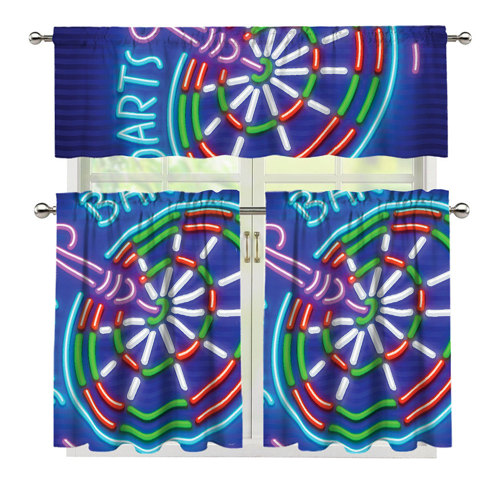 Darts Bar Sign Print 3 Piece Kitchen Curtains