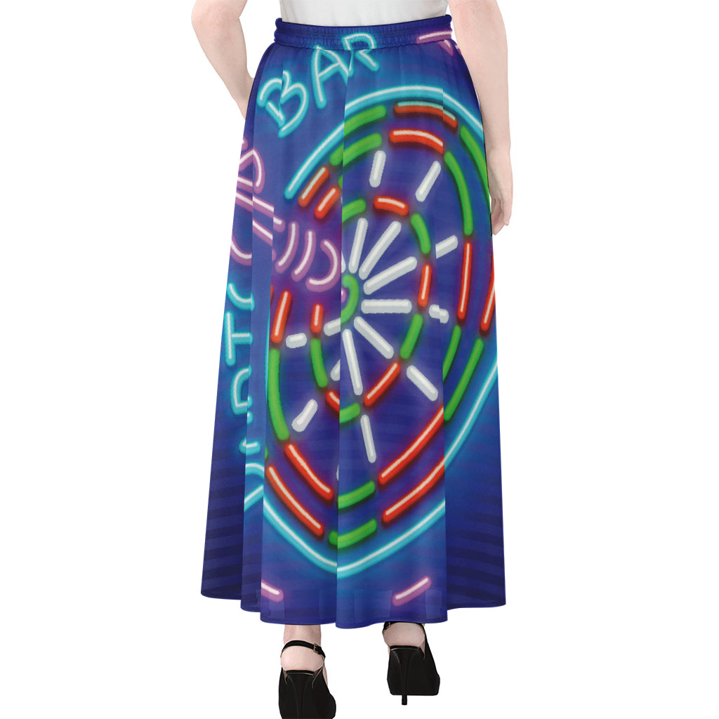 Darts Bar Sign Print Chiffon Maxi Skirt