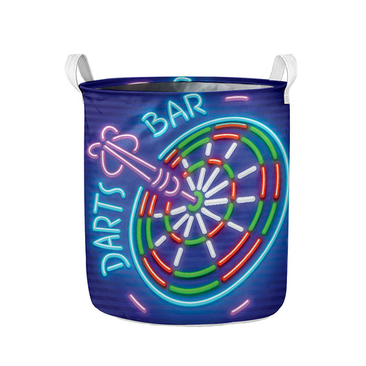 Darts Bar Sign Print Collapsible Laundry Basket