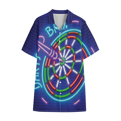 Darts Bar Sign Print Cotton Hawaiian Shirt